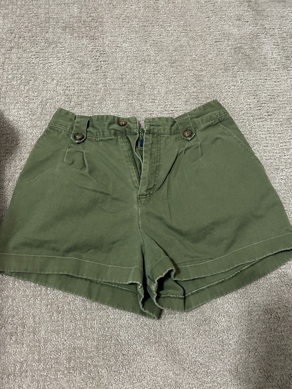 Forever 21 Olive Green High-Waist Button Shorts